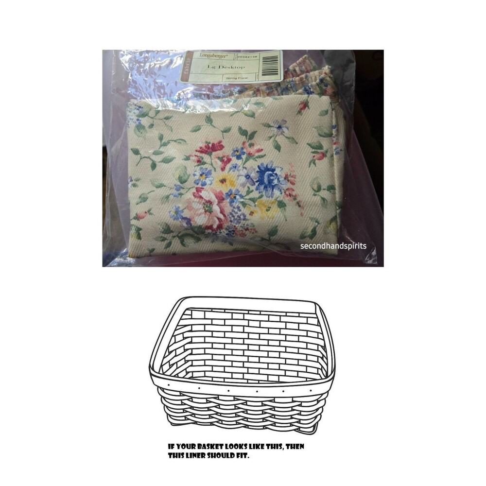 Longaberger Large Desktop FABRIC LINER Spring Floral ~20344138 fabric liner only